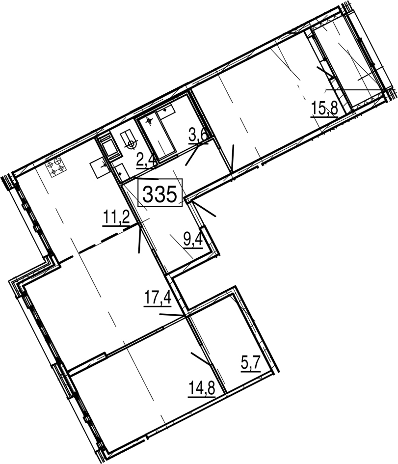 3-комнатная 84 м<sup>2</sup> на 11 этаже 3-комнатная 84 м<sup>2</sup> на 11 этаже