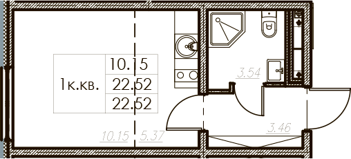 Студия 22 м<sup>2</sup> на 2 этаже Студия 22 м<sup>2</sup> на 2 этаже