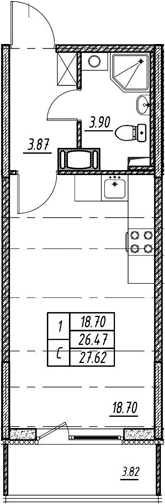 Студия 30 м<sup>2</sup> на 3 этаже Студия 30 м<sup>2</sup> на 3 этаже
