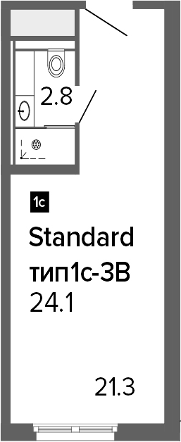 Студия 24 м<sup>2</sup> на 11 этаже Студия 24 м<sup>2</sup> на 11 этаже