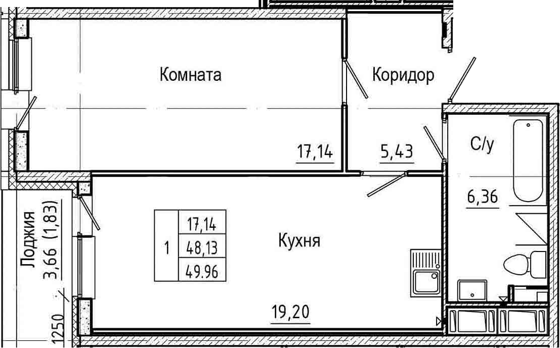 2-комнатная 51 м<sup>2</sup> на 2 этаже 2-комнатная 51 м<sup>2</sup> на 2 этаже