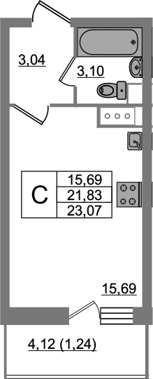 Студия 25 м<sup>2</sup> на 18 этаже Студия 25 м<sup>2</sup> на 18 этаже