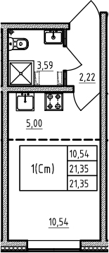 Студия 21 м<sup>2</sup> на 1 этаже Студия 21 м<sup>2</sup> на 1 этаже