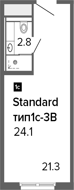 Студия 24 м<sup>2</sup> на 11 этаже Студия 24 м<sup>2</sup> на 11 этаже
