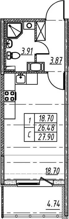 Студия 31 м<sup>2</sup> на 5 этаже Студия 31 м<sup>2</sup> на 5 этаже