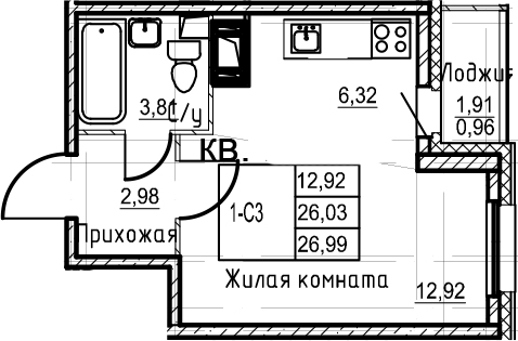 Студия 27 м<sup>2</sup> на 17 этаже Студия 27 м<sup>2</sup> на 17 этаже