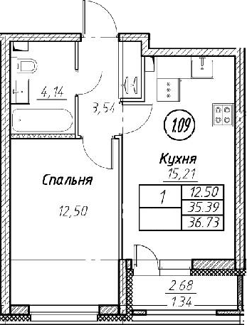 2-комнатная 38 м<sup>2</sup> на 2 этаже 2-комнатная 38 м<sup>2</sup> на 2 этаже