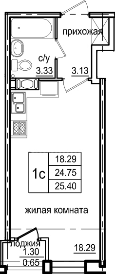 Студия 26 м<sup>2</sup> на 4 этаже Студия 26 м<sup>2</sup> на 4 этаже
