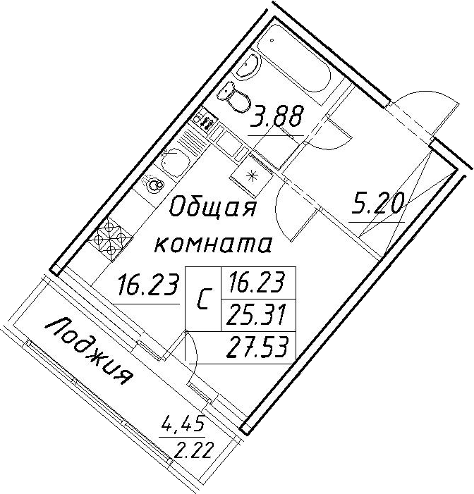 Студия 29 м<sup>2</sup> на 4 этаже Студия 29 м<sup>2</sup> на 4 этаже
