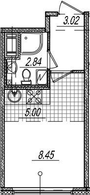 Студия 19 м<sup>2</sup> на 4 этаже Студия 19 м<sup>2</sup> на 4 этаже