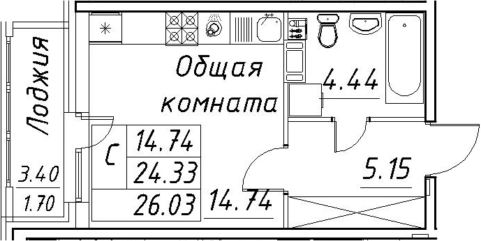 Студия 27 м<sup>2</sup> на 5 этаже Студия 27 м<sup>2</sup> на 5 этаже