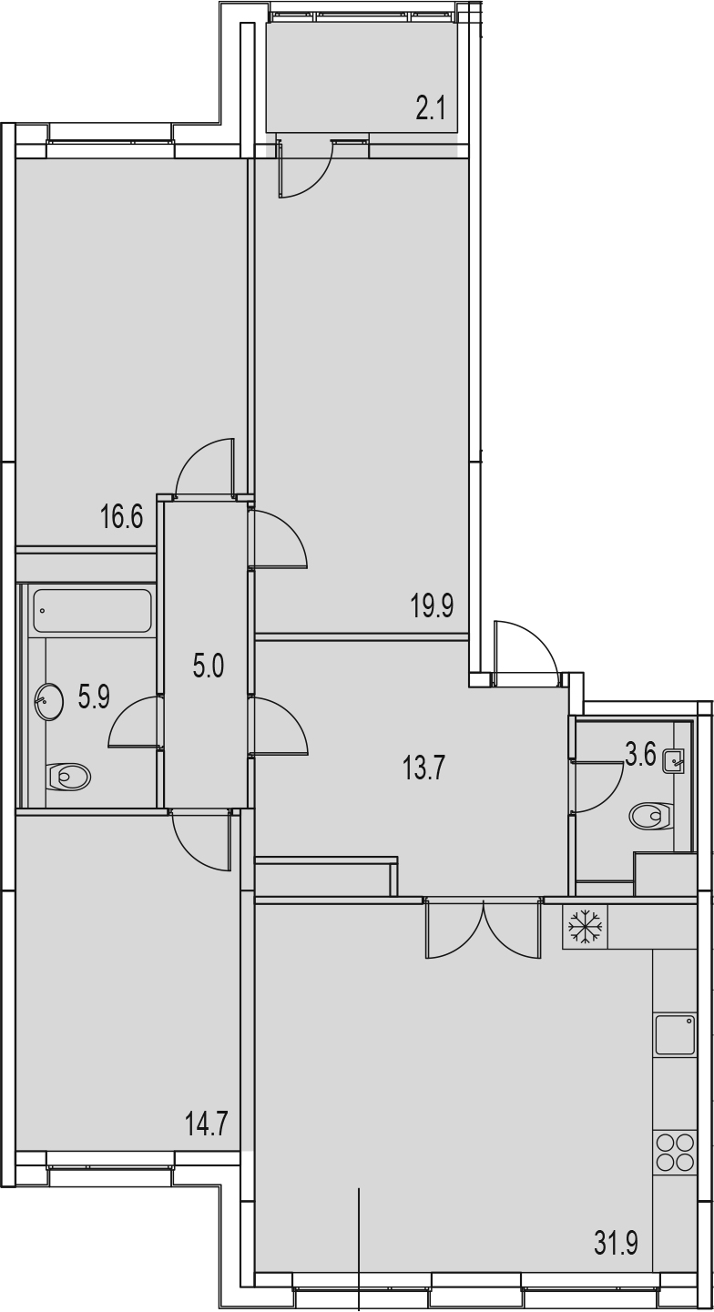 4-комнатная 115 м<sup>2</sup> на 13 этаже 4-комнатная 115 м<sup>2</sup> на 13 этаже