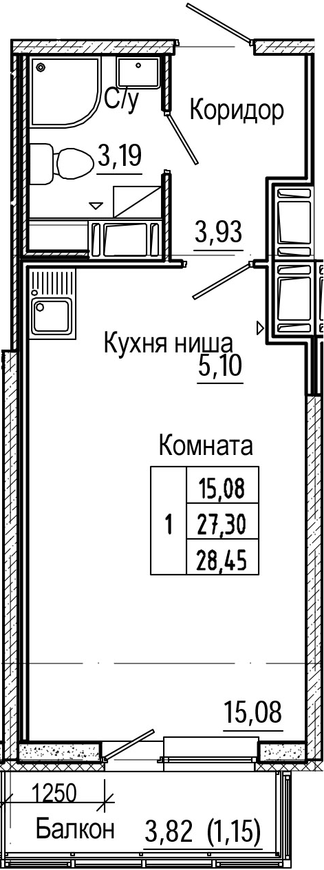 Студия 31 м<sup>2</sup> на 22 этаже Студия 31 м<sup>2</sup> на 22 этаже