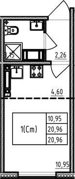 Студия 20 м<sup>2</sup> на 18 этаже Студия 20 м<sup>2</sup> на 18 этаже