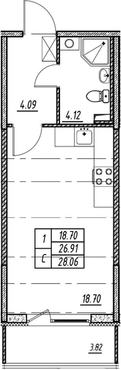 Студия 30 м<sup>2</sup> на 2 этаже Студия 30 м<sup>2</sup> на 2 этаже