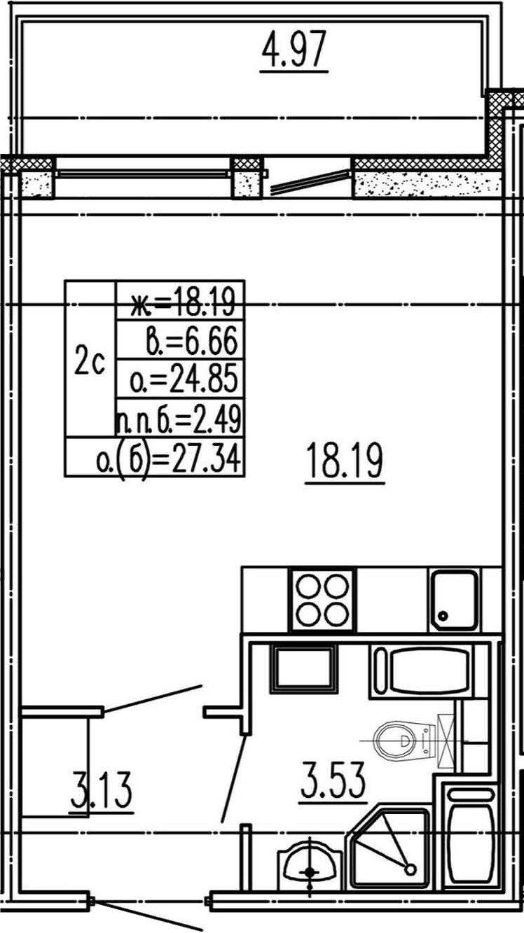 Студия 29 м<sup>2</sup> на 6 этаже Студия 29 м<sup>2</sup> на 6 этаже