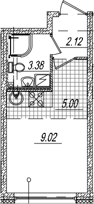Студия 19 м<sup>2</sup> на 2 этаже Студия 19 м<sup>2</sup> на 2 этаже