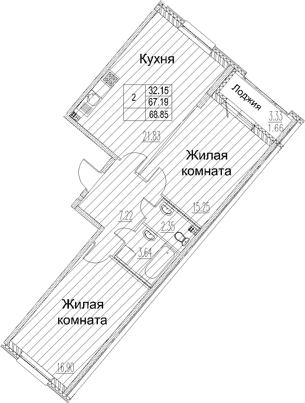3-комнатная 70 м<sup>2</sup> на 2 этаже 3-комнатная 70 м<sup>2</sup> на 2 этаже