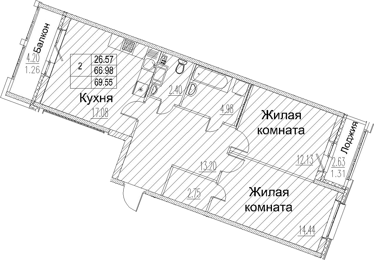 3-комнатная 73 м<sup>2</sup> на 3 этаже 3-комнатная 73 м<sup>2</sup> на 3 этаже