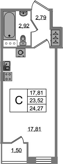 Студия 25 м<sup>2</sup> на 2 этаже Студия 25 м<sup>2</sup> на 2 этаже