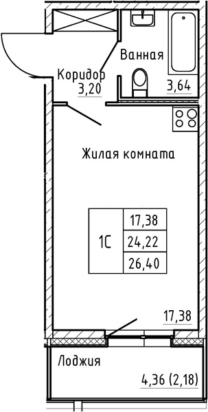 Студия 28 м<sup>2</sup> на 1 этаже Студия 28 м<sup>2</sup> на 1 этаже