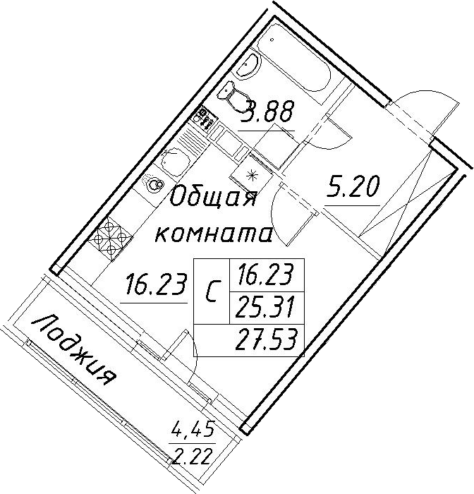 Студия 29 м<sup>2</sup> на 11 этаже Студия 29 м<sup>2</sup> на 11 этаже