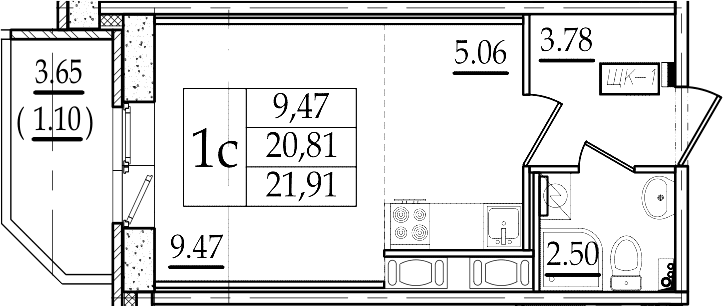 Студия 24 м<sup>2</sup> на 15 этаже Студия 24 м<sup>2</sup> на 15 этаже