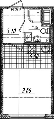 Студия 20 м<sup>2</sup> на 6 этаже Студия 20 м<sup>2</sup> на 6 этаже