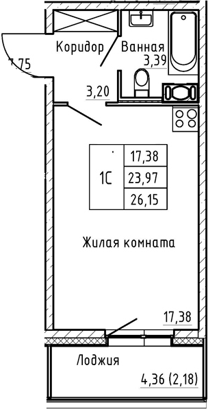 Студия 28 м<sup>2</sup> на 3 этаже Студия 28 м<sup>2</sup> на 3 этаже