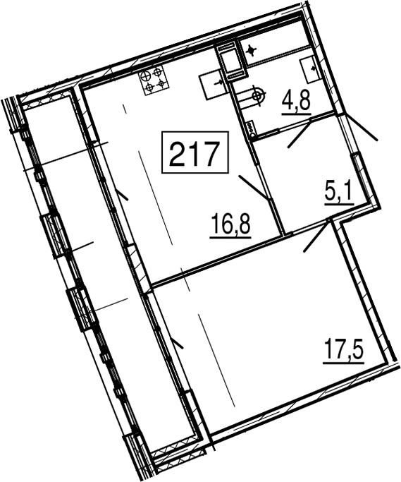 2-комнатная 54 м<sup>2</sup> на 8 этаже 2-комнатная 54 м<sup>2</sup> на 8 этаже