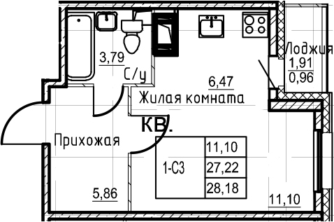 Студия 29 м<sup>2</sup> на 18 этаже Студия 29 м<sup>2</sup> на 18 этаже