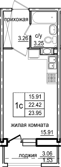 Студия 25 м<sup>2</sup> на 6 этаже Студия 25 м<sup>2</sup> на 6 этаже