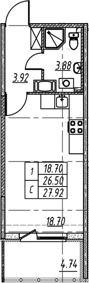 Студия 31 м<sup>2</sup> на 5 этаже Студия 31 м<sup>2</sup> на 5 этаже