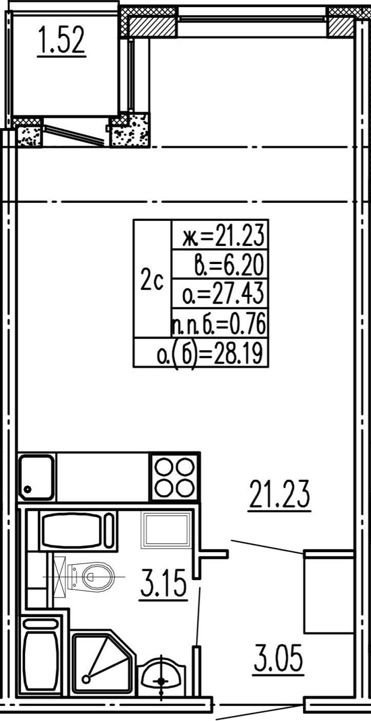 Студия 28 м<sup>2</sup> на 2 этаже Студия 28 м<sup>2</sup> на 2 этаже