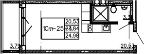 Студия 27 м<sup>2</sup> на 4 этаже Студия 27 м<sup>2</sup> на 4 этаже
