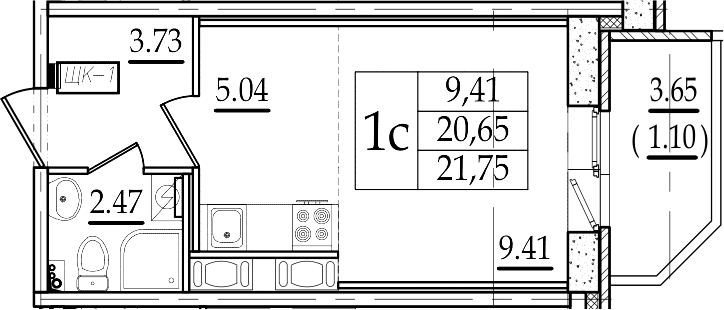 Студия 24 м<sup>2</sup> на 11 этаже Студия 24 м<sup>2</sup> на 11 этаже