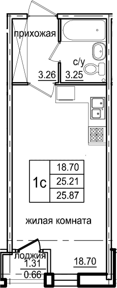 Студия 26 м<sup>2</sup> на 2 этаже Студия 26 м<sup>2</sup> на 2 этаже