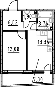 1-комнатная 45 м<sup>2</sup> на 5 этаже 1-комнатная 45 м<sup>2</sup> на 5 этаже