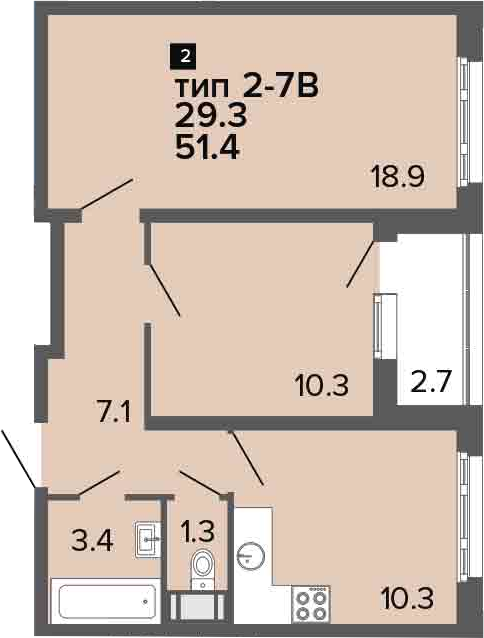 2-комнатная 54 м<sup>2</sup> на 20 этаже 2-комнатная 54 м<sup>2</sup> на 20 этаже