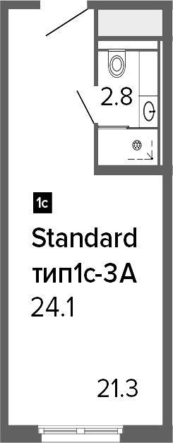 Студия 24 м<sup>2</sup> на 11 этаже Студия 24 м<sup>2</sup> на 11 этаже