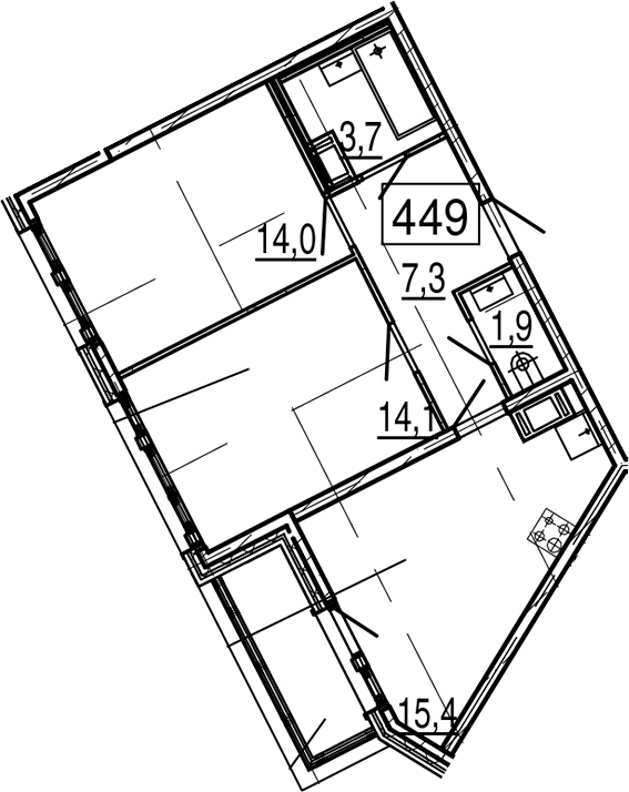 3-комнатная 60 м<sup>2</sup> на 11 этаже 3-комнатная 60 м<sup>2</sup> на 11 этаже