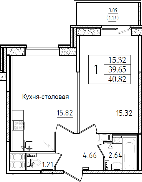 2-комнатная 43 м<sup>2</sup> на 2 этаже 2-комнатная 43 м<sup>2</sup> на 2 этаже