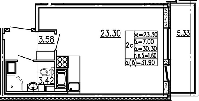 Студия 35 м<sup>2</sup> на 2 этаже Студия 35 м<sup>2</sup> на 2 этаже