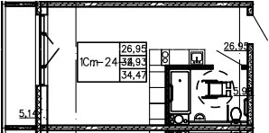 Студия 38 м<sup>2</sup> на 4 этаже Студия 38 м<sup>2</sup> на 4 этаже