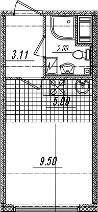 Студия 20 м<sup>2</sup> на 14 этаже Студия 20 м<sup>2</sup> на 14 этаже