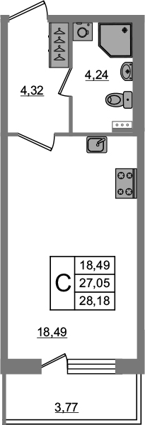 Студия 30 м<sup>2</sup> на 1 этаже Студия 30 м<sup>2</sup> на 1 этаже