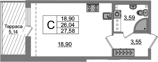 Студия 31 м<sup>2</sup> на 5 этаже Студия 31 м<sup>2</sup> на 5 этаже