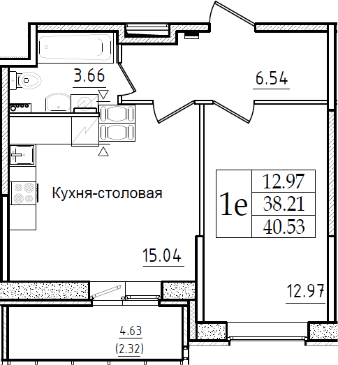2-комнатная 42 м<sup>2</sup> на 2 этаже 2-комнатная 42 м<sup>2</sup> на 2 этаже