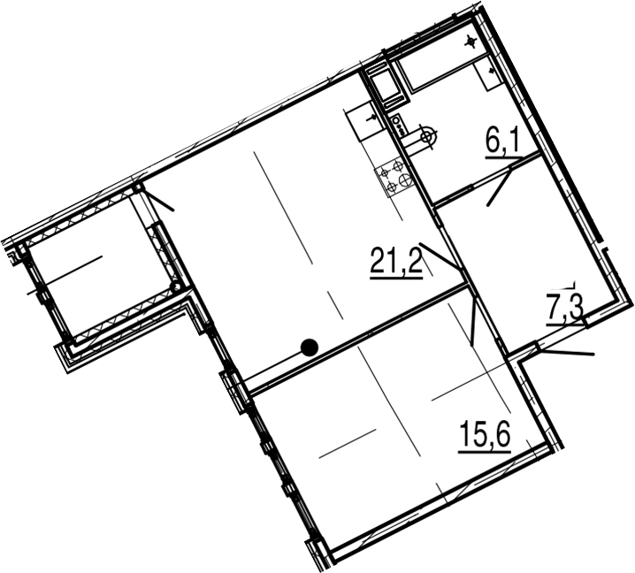 2-комнатная 54 м<sup>2</sup> на 4 этаже 2-комнатная 54 м<sup>2</sup> на 4 этаже