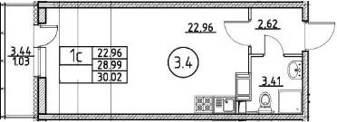 Студия 32 м<sup>2</sup> на 4 этаже Студия 32 м<sup>2</sup> на 4 этаже